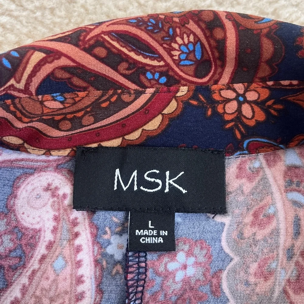 MSK Paisley Print Casual A-line Sheath Long Sleeve Dress Size Large